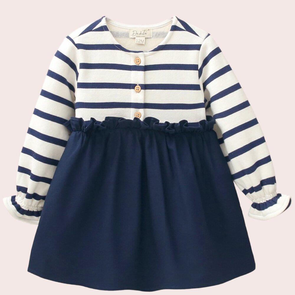 BABY GIRLS CLOTHES DRESS COMBINED WITH SAILOR STRIPES